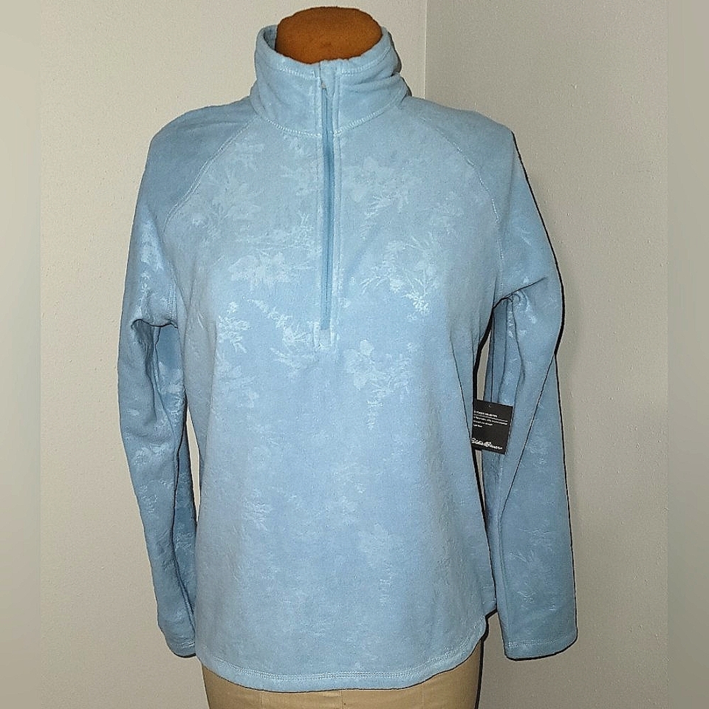 Eddie Bauer blue embossed fleece 1/4 zip  Sz L